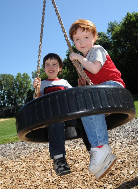 Wood chips are a popular choice for playground surfaces.