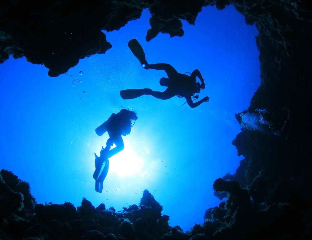 Adventure tourism may include deep-sea diving activities.