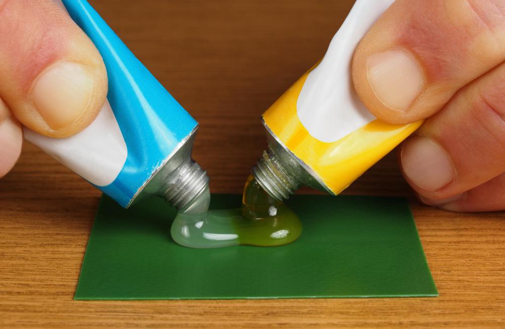 The components of epoxy are mixed just prior to use.