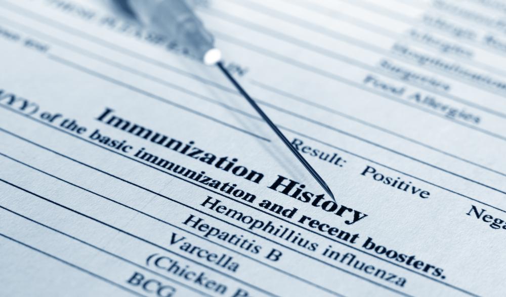 A medical history form may include a list of immunizations.