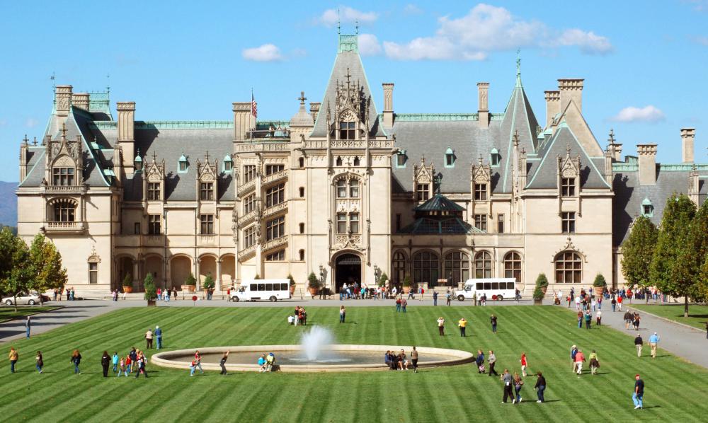 Many tourists visit the Biltmore House in Asheville, North Carolina.