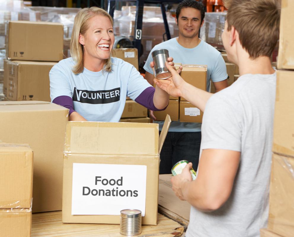The host of a no-gift birthday party may ask invitees to bring food for the local food bank.