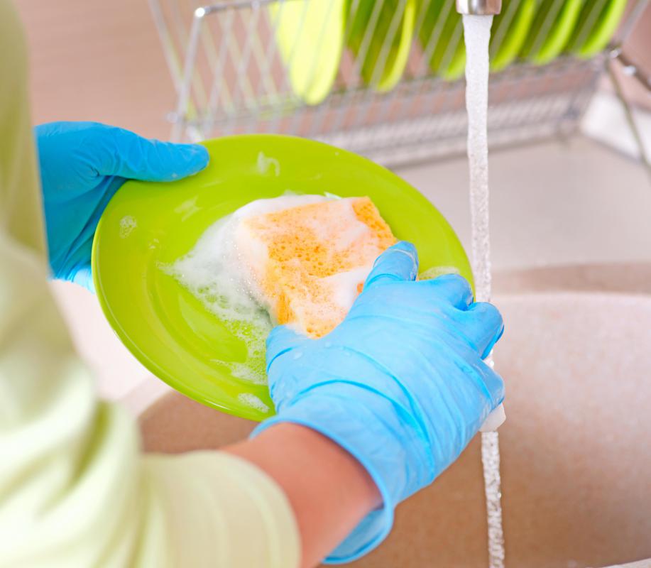 Using gloves when washing dishes can help prevent hangnails.