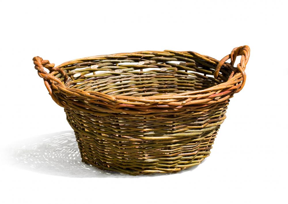A laundry basket made using the wicker process.