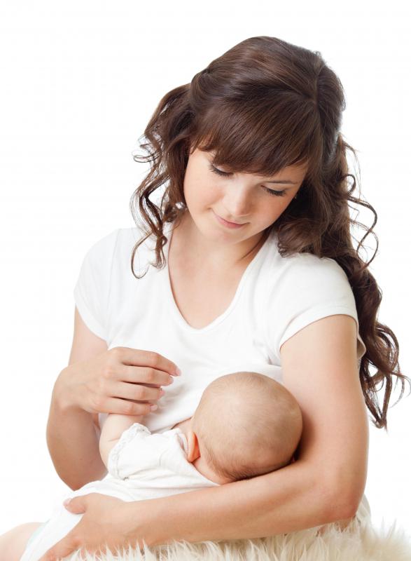 Women produce breast milk after the birth of a baby.