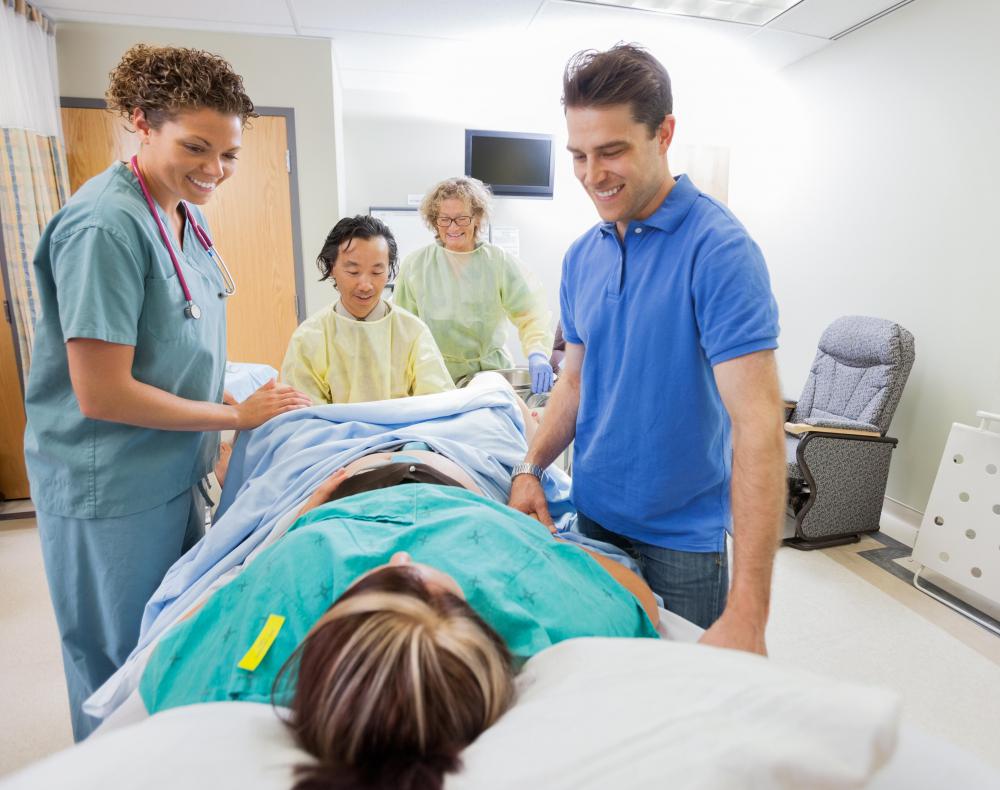 While giving birth women may be given regional anesthesia in the form of an epidural.