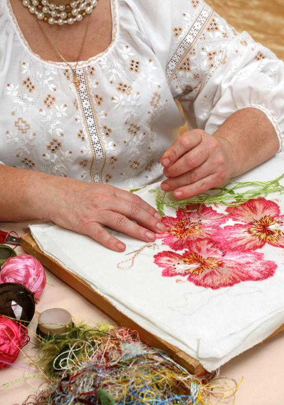 Needlepoint is a type of embroidery done on stiff canvas.