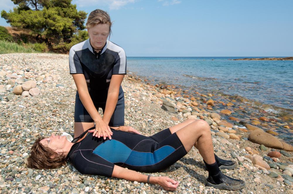 A person performing CPR must make sure that the victim is lying flat on their back and that their airways are not blocked or constricted.
