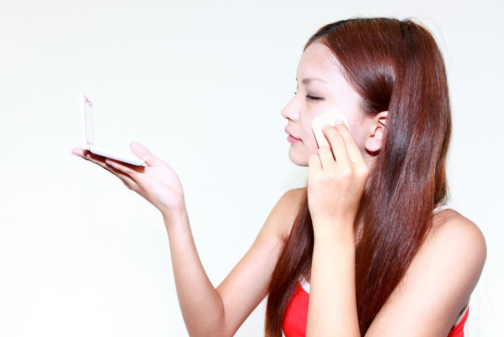 Pancake makeup can help even skin tones.