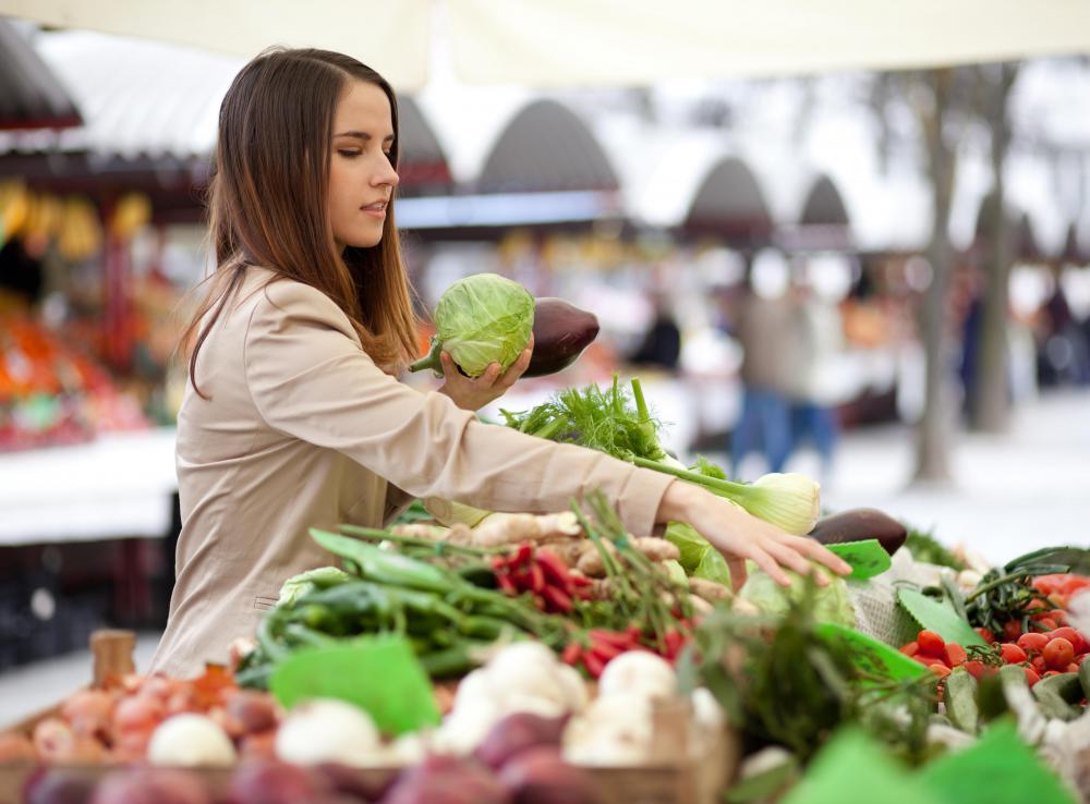 Most supermarkets have a produce section with fruits and vegetables.