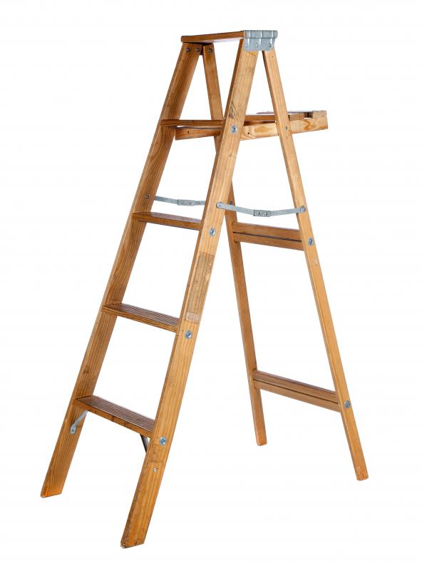Wooden ladder.