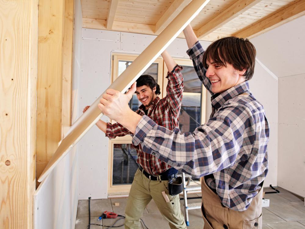 Vertical pieces of wood provide the support for installing gypsum board.