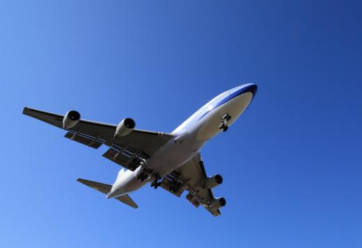 Jet engines such as the turbofans used on a Boeing 747 draw in air that is then compressed by a turbine, mixed with fuel, and ignited.