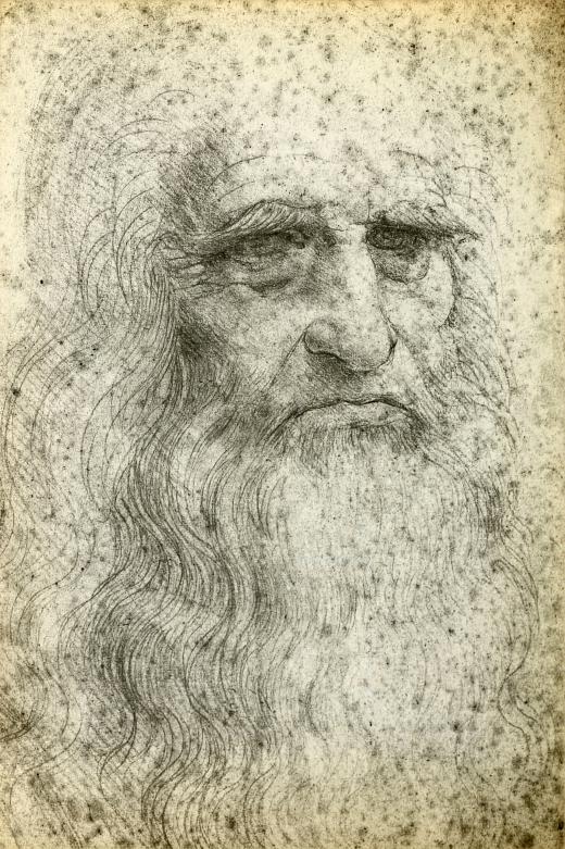 A portrait of Leonardo Da Vinci, who designed an ornithopter.