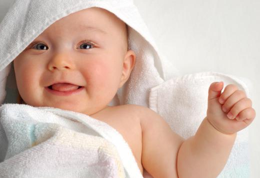 A mobile that hangs above the crib gives an infant an object to focus his eyes on.