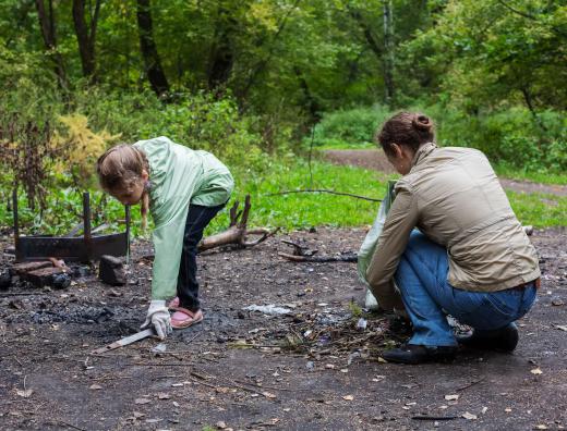 Volunteering can be as simple as picking up trash.